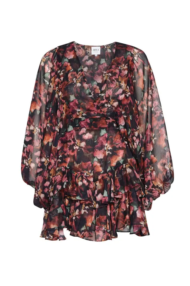 Women MISA Los Angeles Dresses JOLENE DRESS Libra Fleur Chiffon