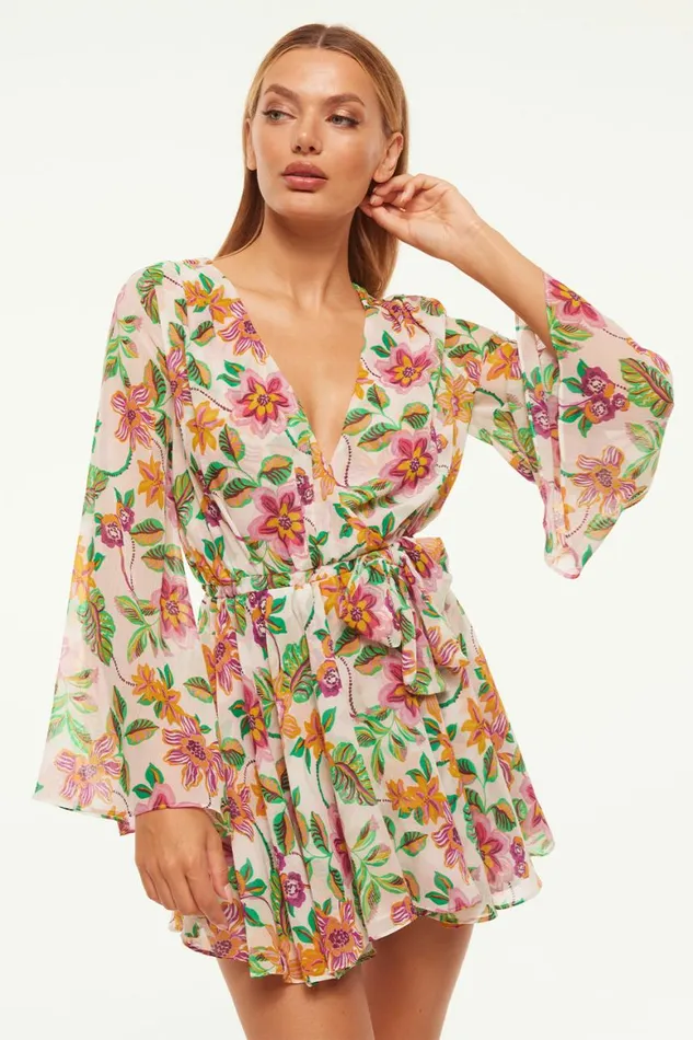 Women MISA Los Angeles Dresses KAIA DRESS Flora Exotica Chiffon