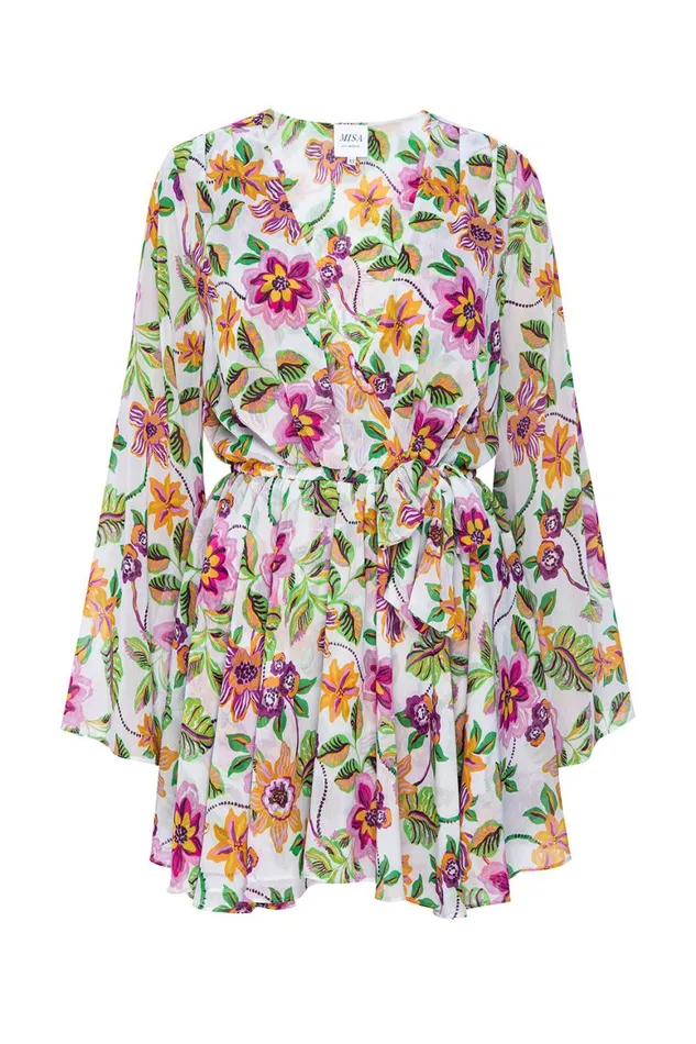 Women MISA Los Angeles Dresses KAIA DRESS Flora Exotica Chiffon