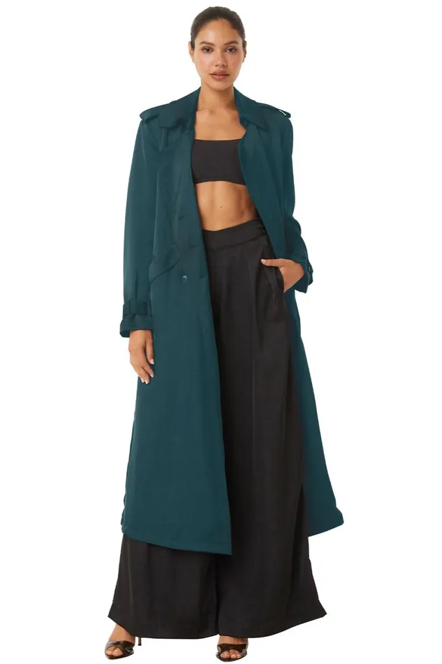 Women MISA Los Angeles Dresses KIKI TRENCH Emerald Satin