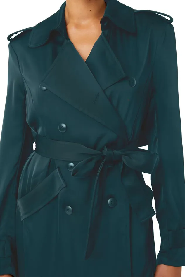 Women MISA Los Angeles Dresses KIKI TRENCH Emerald Satin