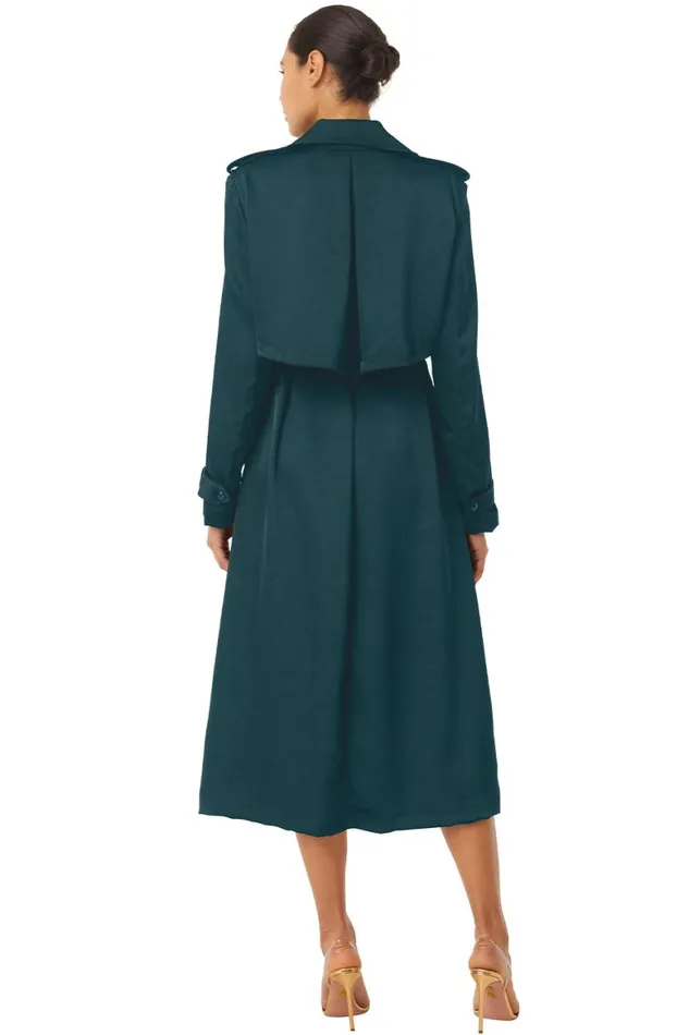 Women MISA Los Angeles Dresses KIKI TRENCH Emerald Satin