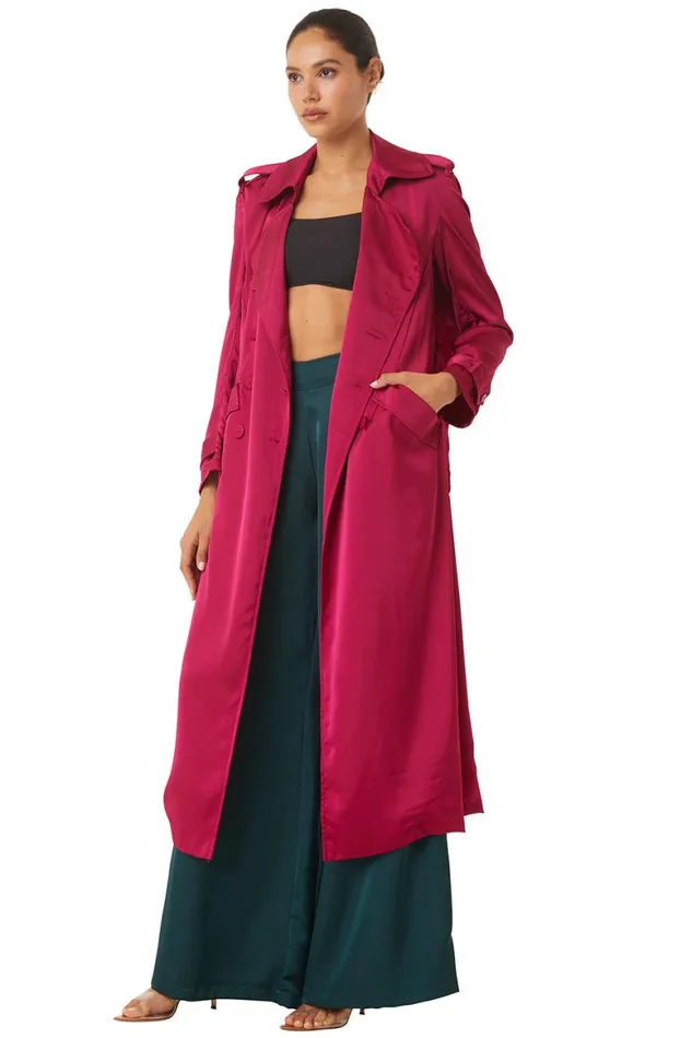 Women MISA Los Angeles Dresses KIKI TRENCH Fuchsia Satin
