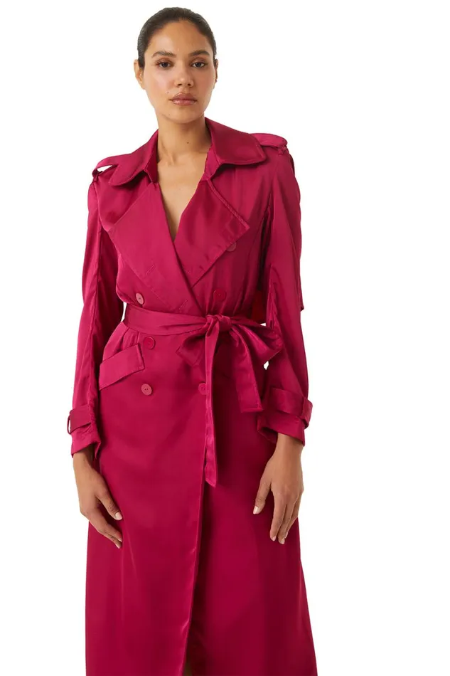 Women MISA Los Angeles Dresses KIKI TRENCH Fuchsia Satin