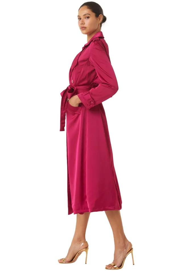Women MISA Los Angeles Dresses KIKI TRENCH Fuchsia Satin