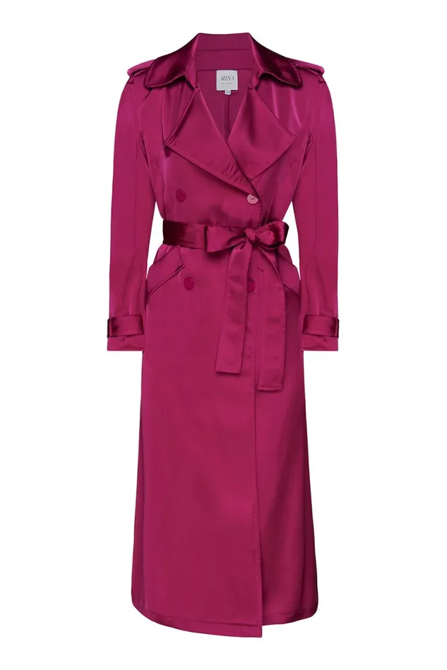 Women MISA Los Angeles Dresses KIKI TRENCH Fuchsia Satin