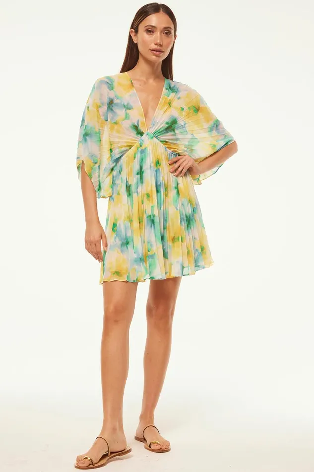 Women MISA Los Angeles Dresses LUNA DRESS Citron Watercolor