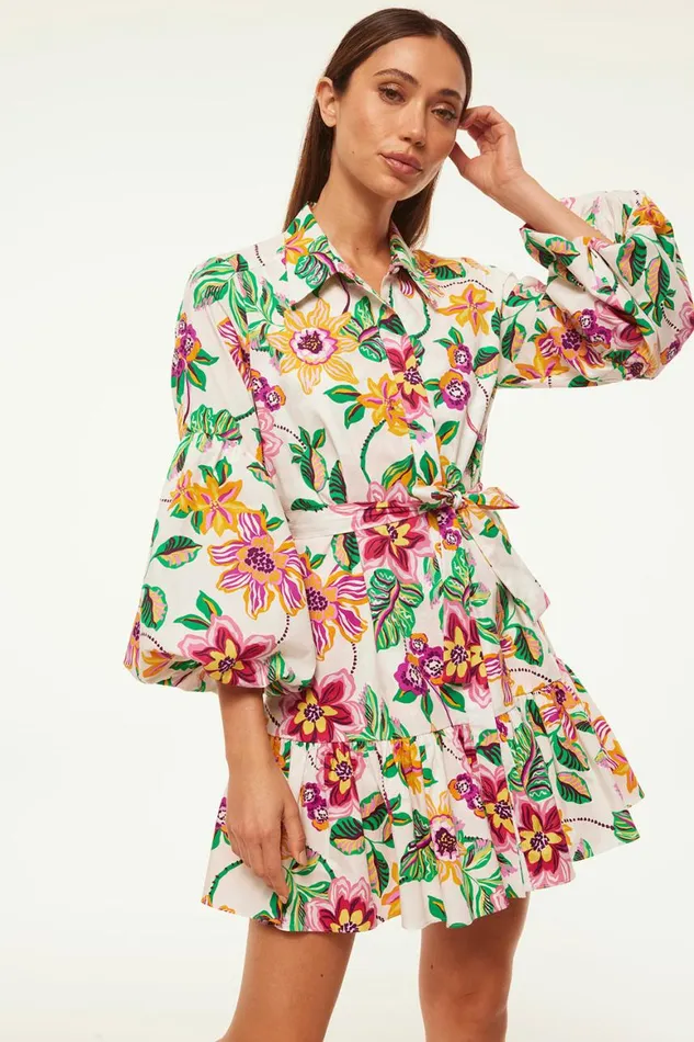 Women MISA Los Angeles Dresses MARTINA DRESS Flora Exotica Poplin