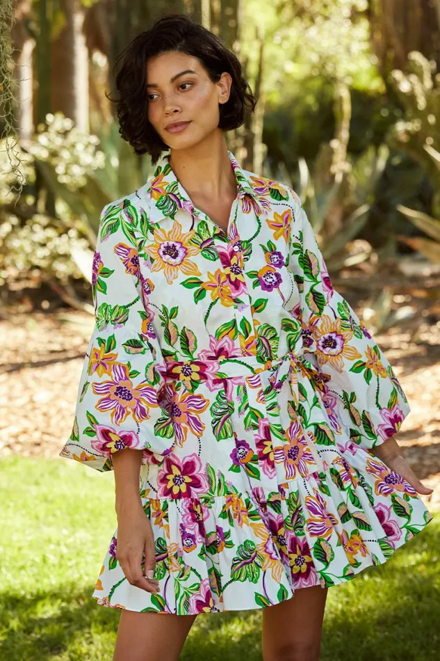 Women MISA Los Angeles Dresses MARTINA DRESS Flora Exotica Poplin