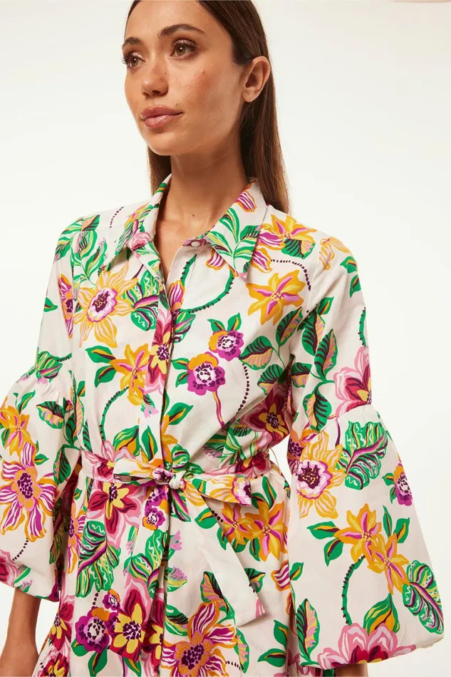 Women MISA Los Angeles Dresses MARTINA DRESS Flora Exotica Poplin