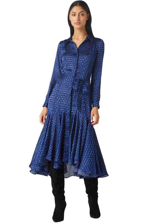 Women MISA Los Angeles Dresses MARTINE DRESS Midnight Shibori