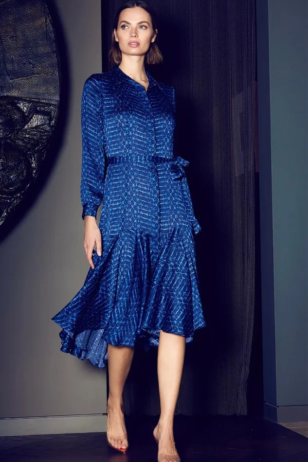 Women MISA Los Angeles Dresses MARTINE DRESS Midnight Shibori