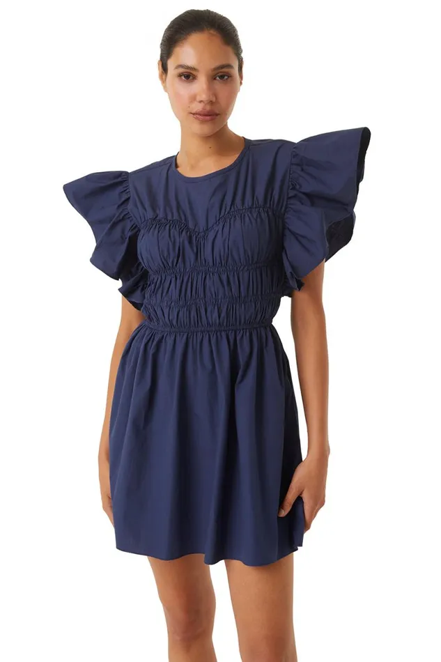 Women MISA Los Angeles Dresses RADHA DRESS Sand Solid Poplin