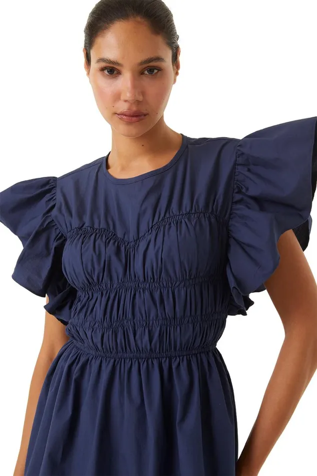 Women MISA Los Angeles Dresses RADHA DRESS Sand Solid Poplin