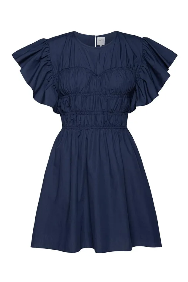 Women MISA Los Angeles Dresses RADHA DRESS Sand Solid Poplin