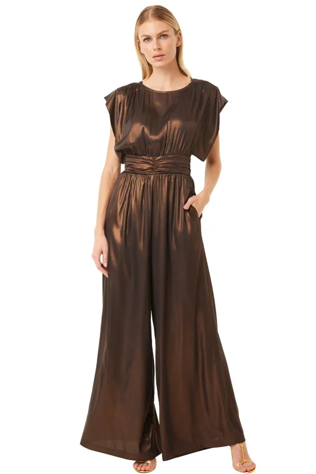 Women MISA Los Angeles Dresses SOPHIA JUMPSUIT Burnished Bronze