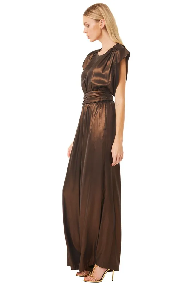 Women MISA Los Angeles Dresses SOPHIA JUMPSUIT Burnished Bronze