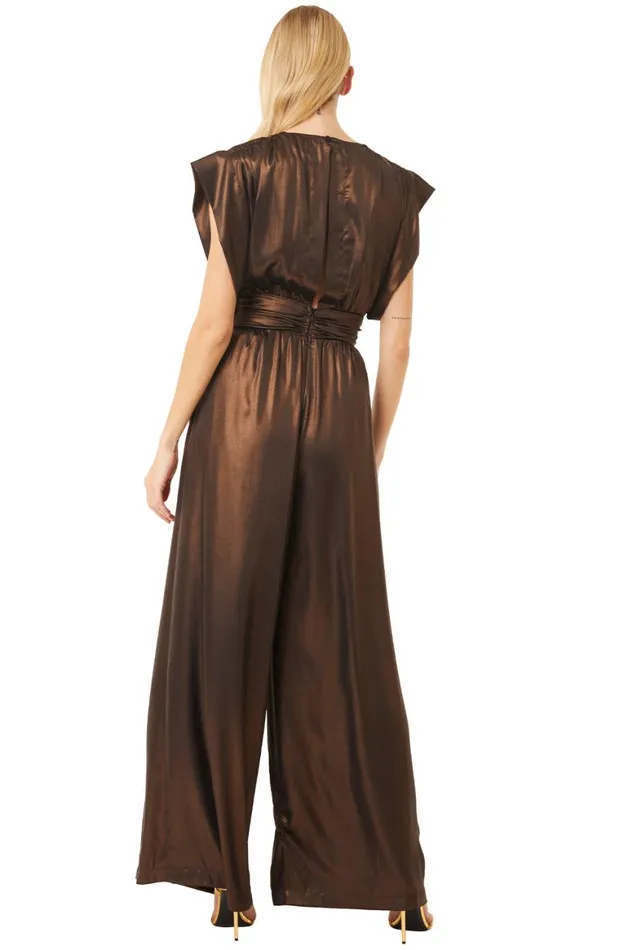 Women MISA Los Angeles Dresses SOPHIA JUMPSUIT Burnished Bronze