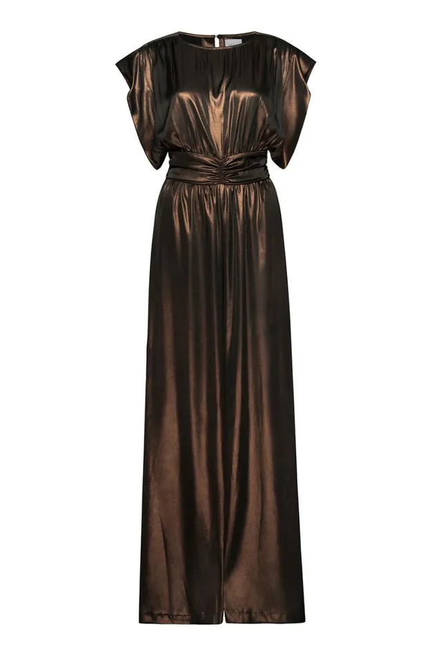 Women MISA Los Angeles Dresses SOPHIA JUMPSUIT Burnished Bronze