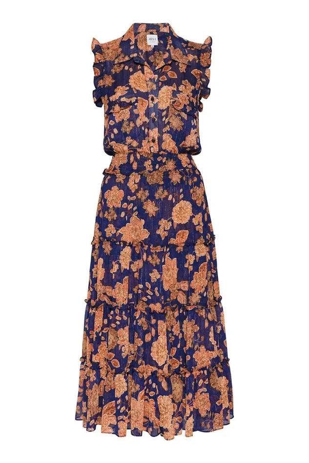Women MISA Los Angeles Dresses TINA DRESS Blue Marigold