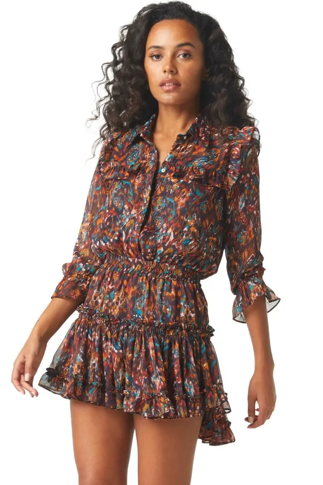 Women MISA Los Angeles Dresses VITTORIA DRESS Peacock Abstract