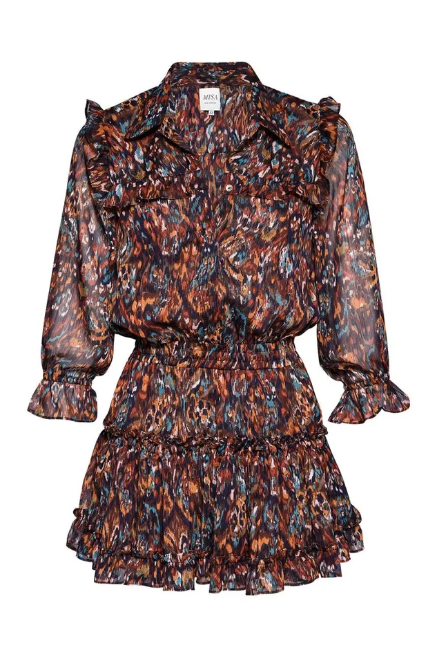 Women MISA Los Angeles Dresses VITTORIA DRESS Peacock Abstract