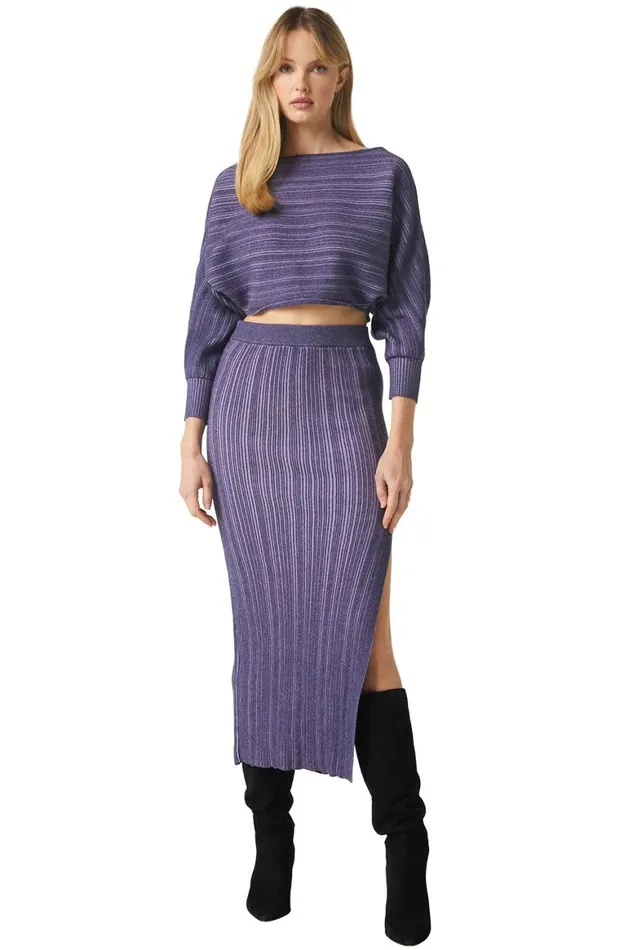 Women MISA Los Angeles Matching Sets GLORIA SKIRT Blackskinny Latte