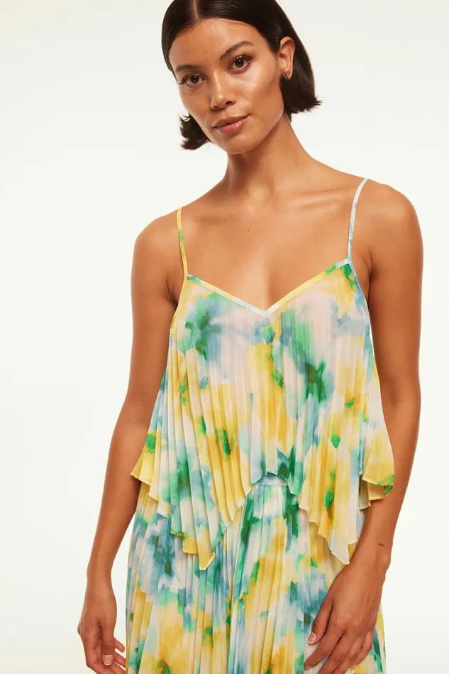 Women MISA Los Angeles Matching Sets NOEMI TOP Citron Watercolor