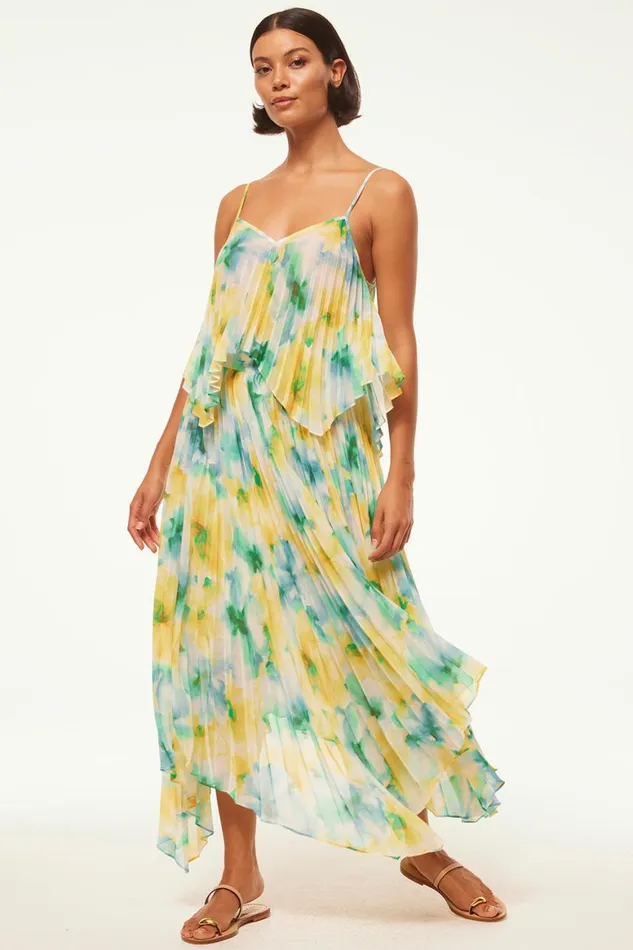 Women MISA Los Angeles Matching Sets NOEMI TOP Citron Watercolor