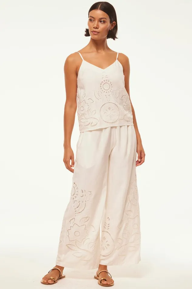 Women MISA Los Angeles Pants CARLITA PANT White Eyelet