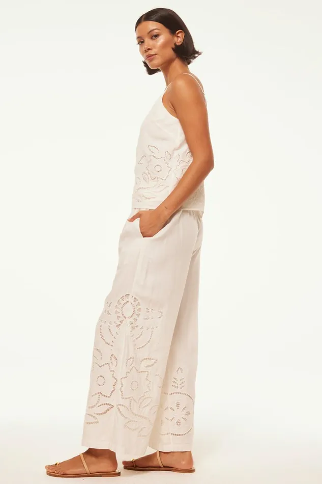 Women MISA Los Angeles Pants CARLITA PANT White Eyelet