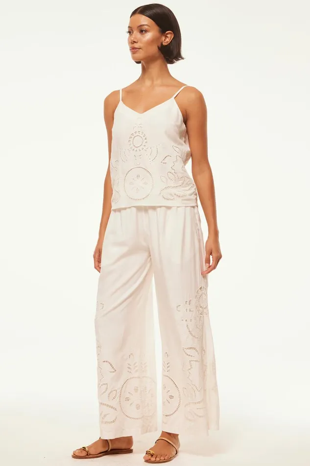 Women MISA Los Angeles Pants CARLITA PANT White Eyelet