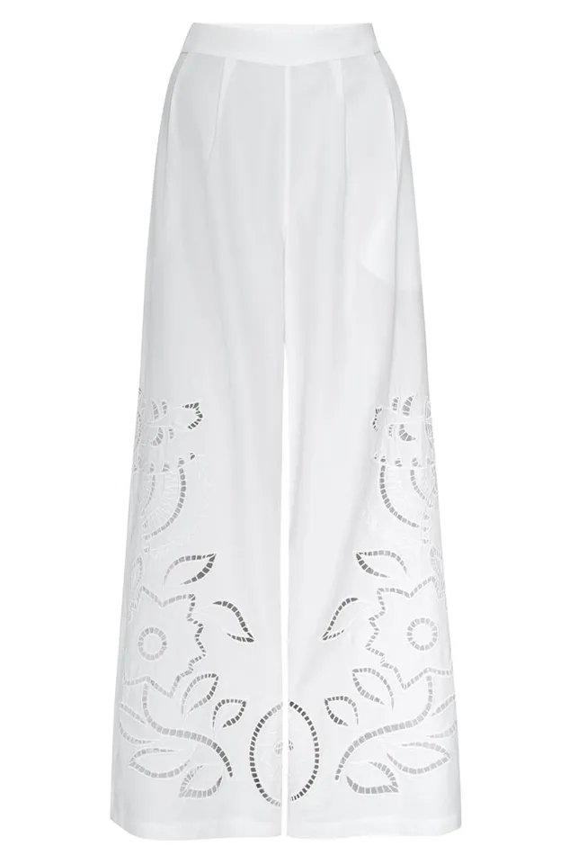 Women MISA Los Angeles Pants CARLITA PANT White Eyelet