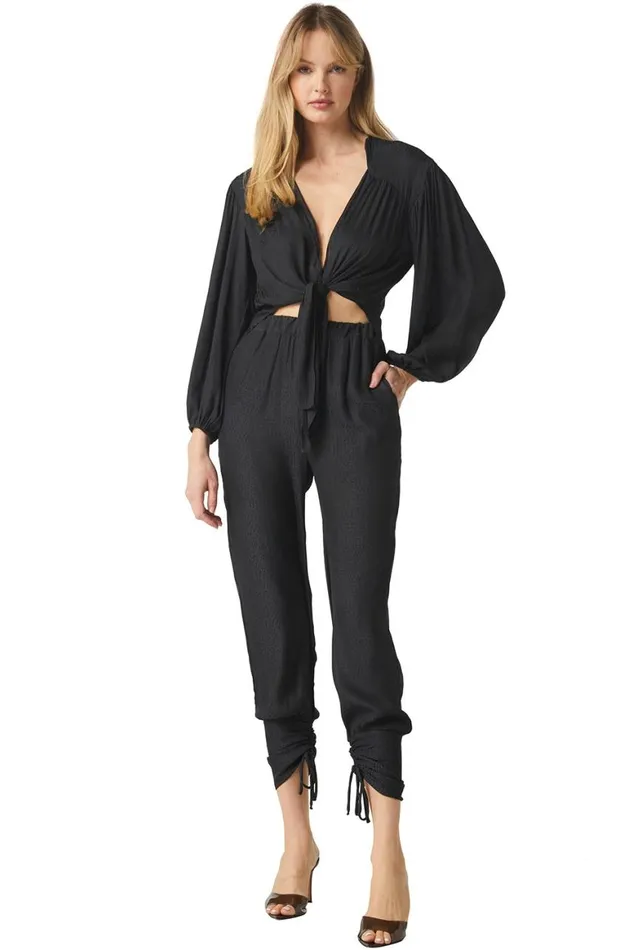 Women MISA Los Angeles Pants MARGOT PANT Black Dot Jacquard