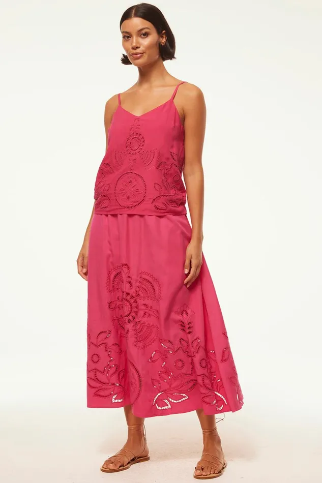 Women MISA Los Angeles Skirts and Shorts ANALISSE SKIRT Pink Eyelet