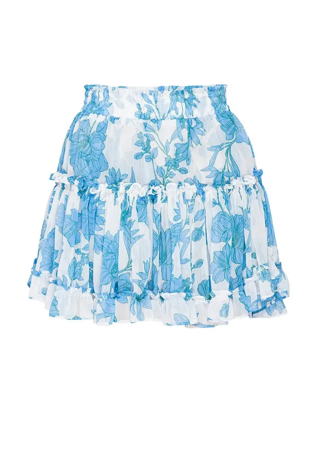 Women MISA Los Angeles Skirts and Shorts MARION SKIRT Turquoise Flora Chiffon