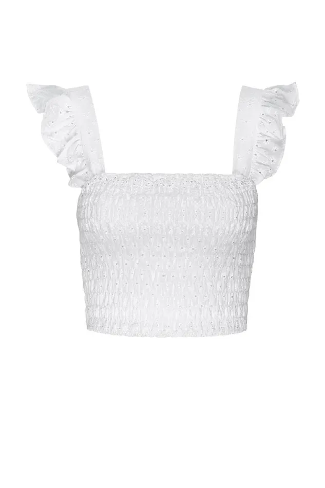 Women MISA Los Angeles Tops ABELIA TOP White Eyelet