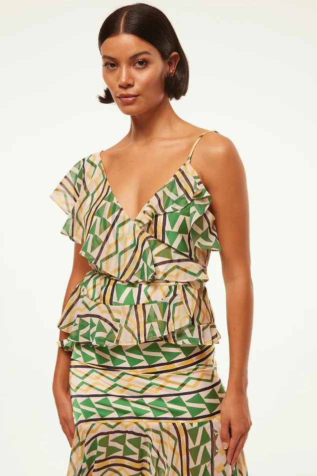 Women MISA Los Angeles Tops AGATA TOP Limoncello Geo Mix