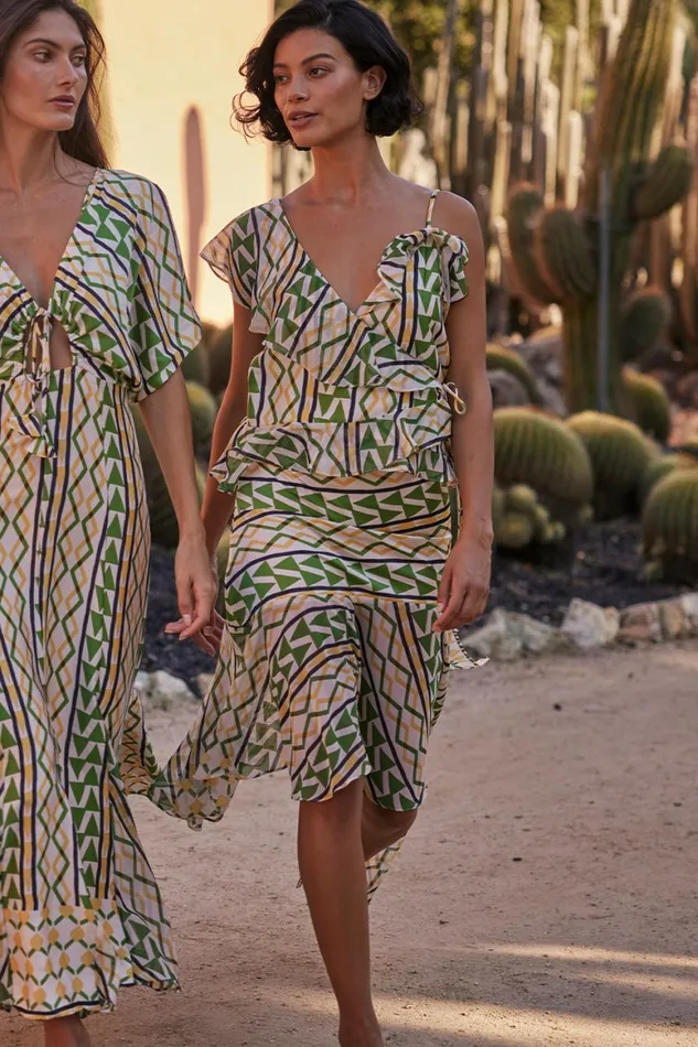 Women MISA Los Angeles Tops AGATA TOP Limoncello Geo Mix