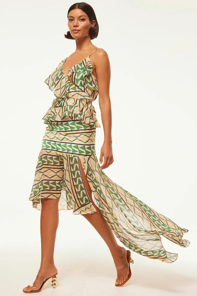 Women MISA Los Angeles Tops AGATA TOP Limoncello Geo Mix