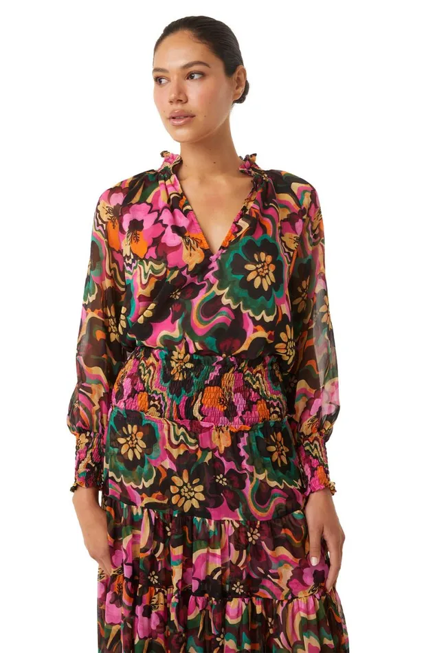 Women MISA Los Angeles Tops ALEXIS TOP Flora Groove Chiffon