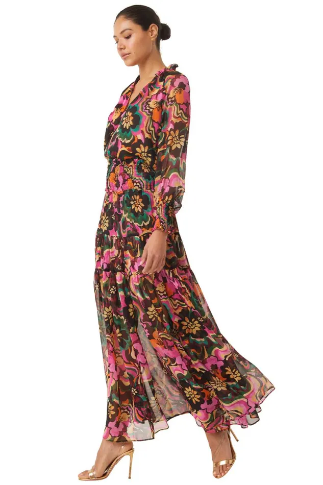 Women MISA Los Angeles Tops ALEXIS TOP Flora Groove Chiffon