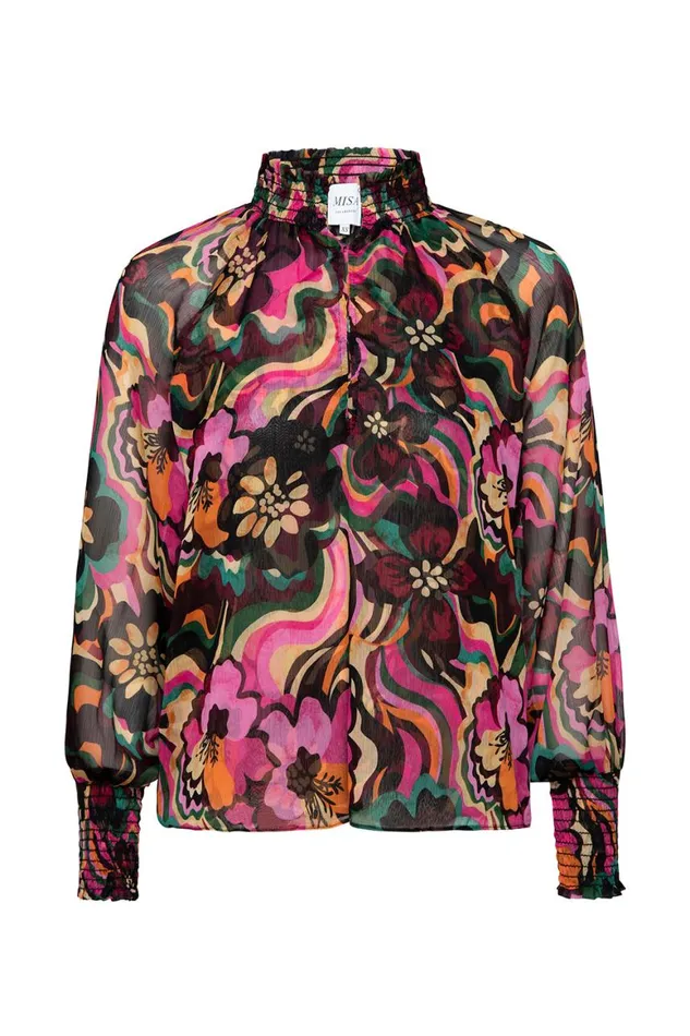 Women MISA Los Angeles Tops ALEXIS TOP Flora Groove Chiffon