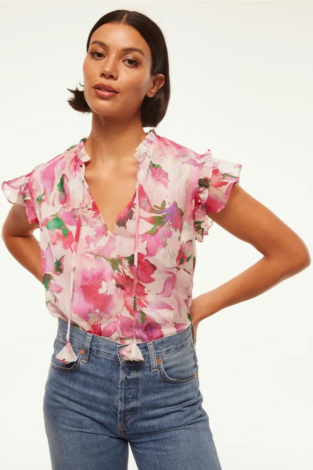 Women MISA Los Angeles Tops BASIA TOP Garden Fuchsia