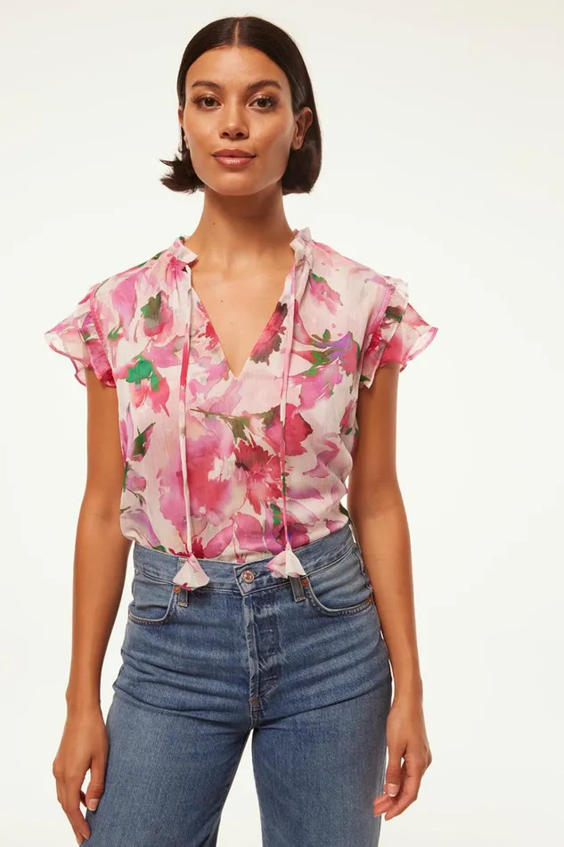 Women MISA Los Angeles Tops BASIA TOP Garden Fuchsia