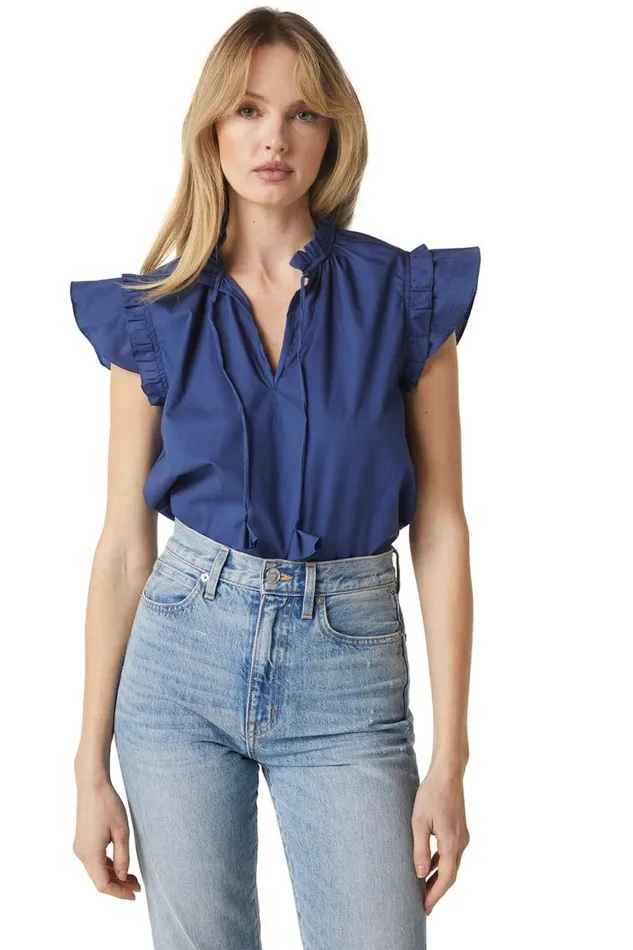 Women MISA Los Angeles Tops BASIA TOP Indigo Blue
