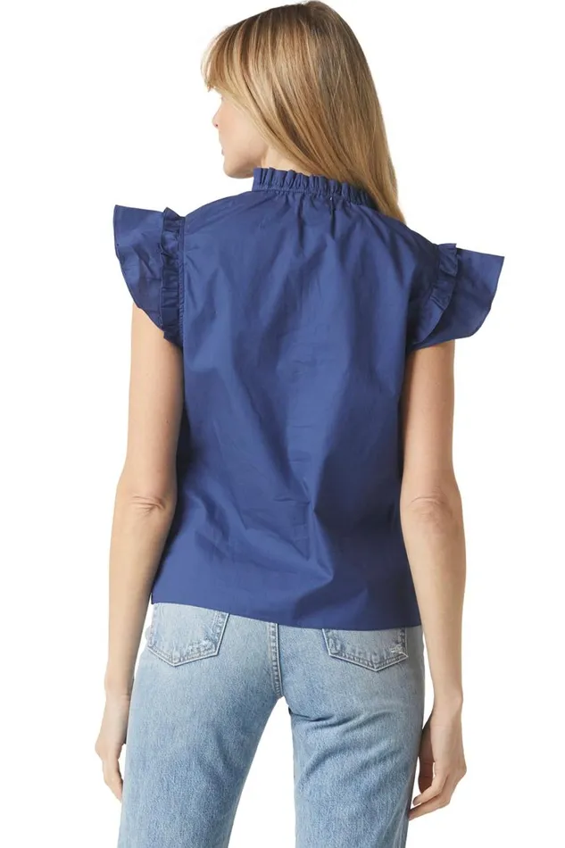 Women MISA Los Angeles Tops BASIA TOP Indigo Blue
