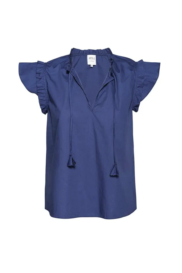 Women MISA Los Angeles Tops BASIA TOP Indigo Blue