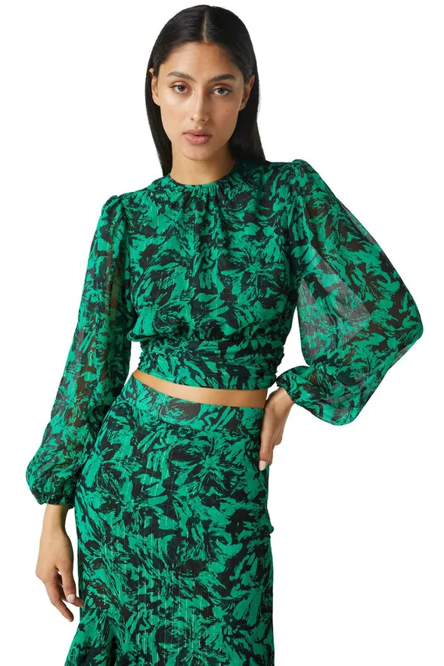 Women MISA Los Angeles Tops BEATRIZ TOP Emerald Abstract