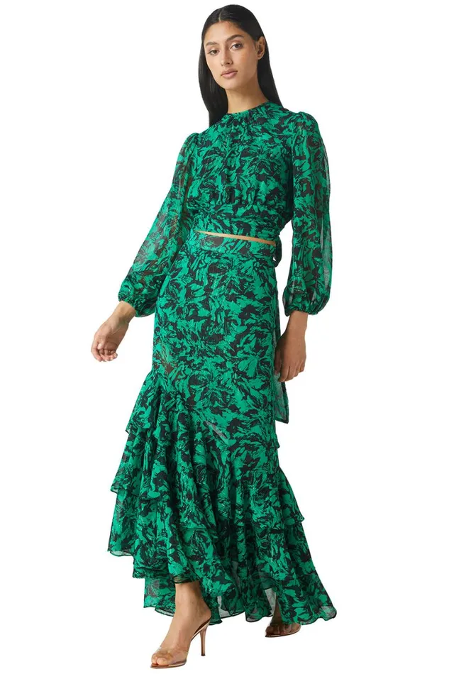 Women MISA Los Angeles Tops BEATRIZ TOP Emerald Abstract